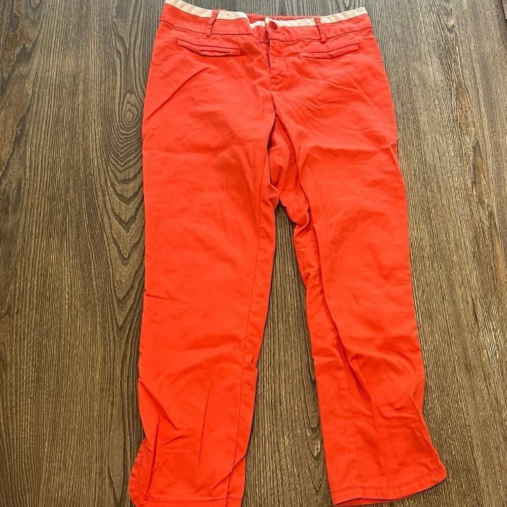 Cartonnier by Anthropologie Womens Chino Pants Mid Rise  Stretch Orange Size 8